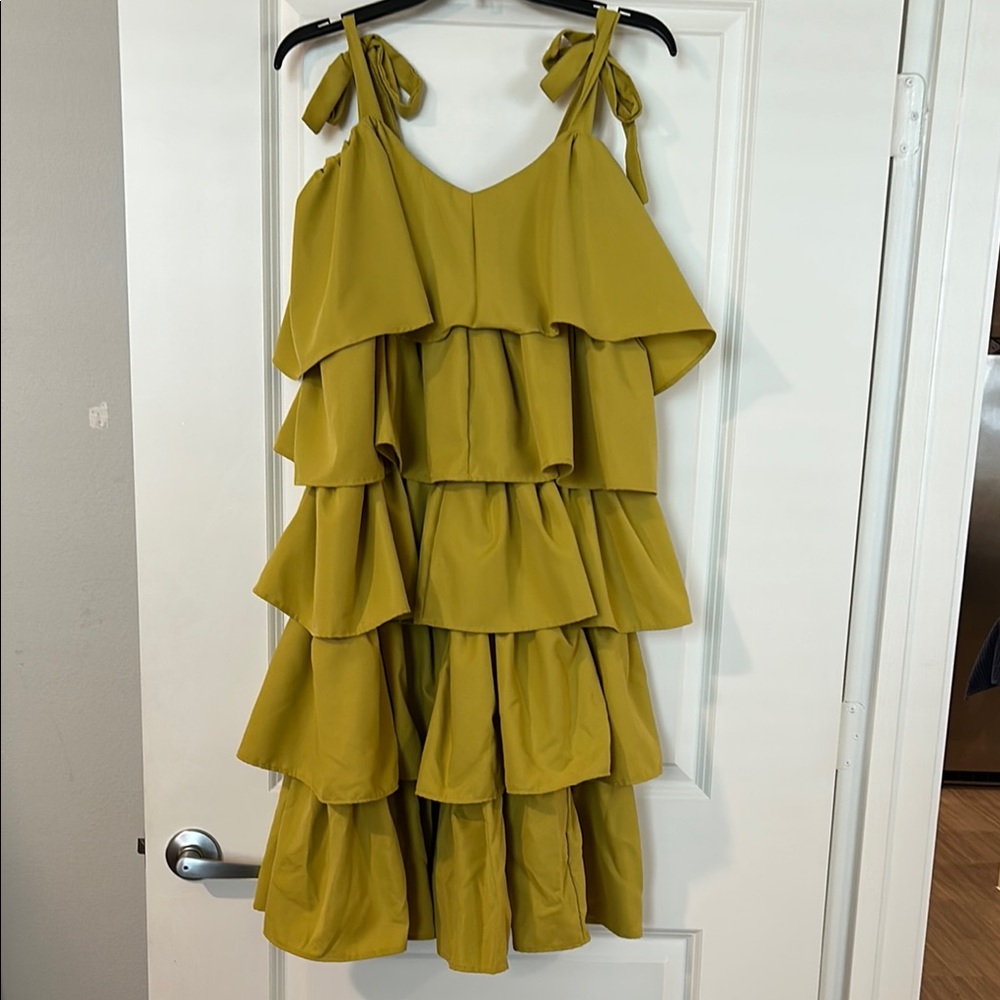 Yellow Tiered Ruffle Dress